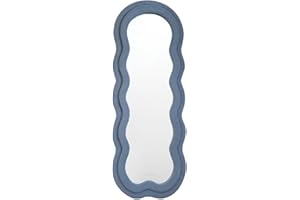 Flamingueo Faliste Lustro Stojące - Lustro Ścienne, Lustra Dekoracyjne, Dekoracja Domu, Lustra Podłogowe Duże, Aesthetic Room Decor, Wavy Mirror