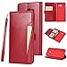 Produktbild Leder HandyHülle für Galaxy A7 2017,Samsung Galaxy A7 2017 Hülle Rot,FNBK Horse Card Handyhülle Magnetisch Flip Klapphülle Brieftasche Hülle Karte Schutzhülle Tasche Case für Samsung Galaxy A7 2017