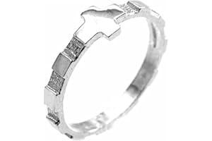 Sebaoth Anillo Rosario Decenario en Plata de Ley 925 – Sortija Religiosa con 10 Cuentas para Rezar Avemarías – Talla Única 19 (59 mm) – Joyería Católica para Hombres y Mujeres