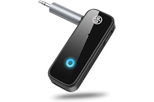OQIMAX Transmisor Receptor Bluetooth 5.0, 2 en 1 Adaptador Audio Jack 3.5 para TV, Aux Bluetooth Coche con Teléfono Manos Libres, HiFi, Baja Latencia, Plug and Play para Estéreo Coche, PC