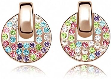 TTH Crystal Pendant Drop Earring [Half Moon Bay, Mixed Colors ] 18KGP Rhinestone