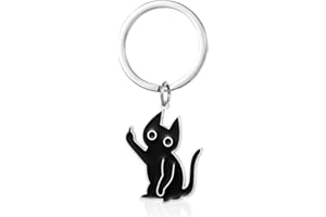 GOZINA Cat Keyrings Gifts for Women, Funny Cat Key Ring Women, Gifts for Cat Lovers, Cute Key Chains for Woman, Black Cat Lovers Gifts for Woman Girls, Cute Animal Metal Keychain