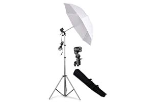 HIFFIN Branded Mark I Umbrella White 80CM + Portable Foldable Umbrella Flash Photo Video Studio Lighting Photography Stand + Umbrella and Bulb Holder with Carry Bag