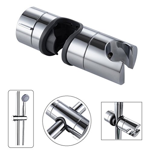 Qile 18–25mm Verstellbar Brausehalter ABS Ersatz Handbrause Halterung Duschstange Head Slider Klemme Halterung Halter, Verchromt (Silber)