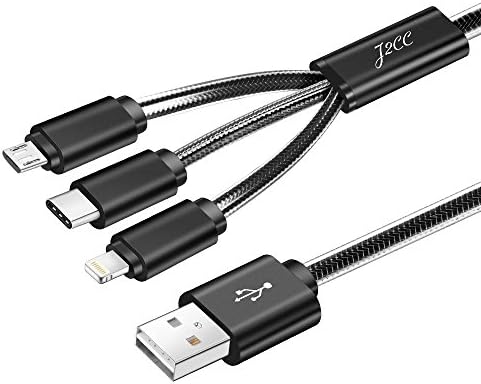 Multi Charger J2CC 3 in 1 USB Charging Cable Adapter Connector with Lighting/Micro USB/Type C (Jelly+Black)