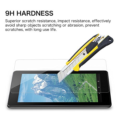 Fintie Fire 7 2017 Folie Panzerglas – [9H Härtegrad] HD klar [stark kratzfest] Hartglas Panzerglas Displayschutzfolie Glasfolie Tempered Glass Screen Protector für Amazon Fire 7 (7. Generation – 2017) - 7