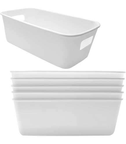 2 Boîtes De Rangement Extensibles Avec Poignées - Blanc - Taille Ajustable 28 à 48 Cm - Empilables - Pour Maison & Bureau