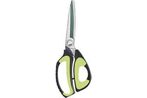 LIVINGO Heavy Duty Industrie Schere: 25,4 cm Universalschere aus rostfreiem Stahl mit Titanbeschichtung, geschmiedet für Haushalt, Gartenarbeit, Bauwesen, grün/schwarz