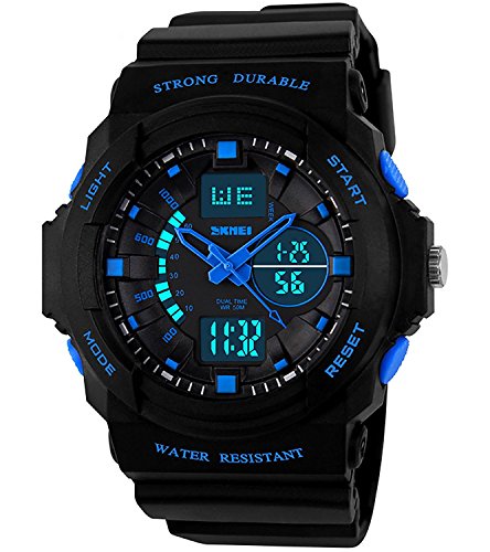 Kids Electronic Digital Sports Watch for Boys Girls, Teenagers Children LED Light Analogue Watches Waterproof Outdoor Wristwatch Stopwatch Alarm