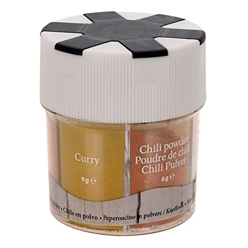 Camping Gewürzstreuer 6 in 1 Pfeffer, Meersalz,Paprika, Curry, Chili, Knoblauch