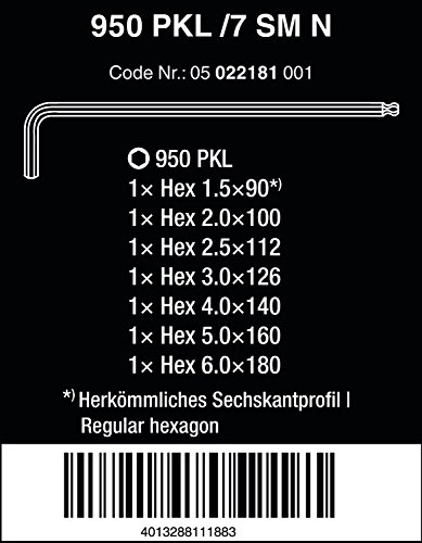 Wera 950 PKL/9 SM N Winkelschlüsselsatz, metrisch, gestellverchromt, 9-teilig, 05022087001 - 2
