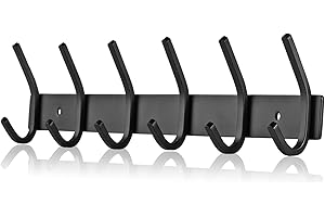 JOLY FANG Appendiabiti da Parete, Ganci Appendiabiti da Muro Moderno in Acciaio Inox, Attaccapanni Montato da Parete per Giacche per Giacche, Cappelli, Sciarpe (6 Ganci, Nero)