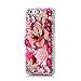 Produktbild iPhone 6 Hülle, Sense TE Strass [3D Handgefertigt] Diamant Serie Bling Schutz Handy Tasche Kristall Transparent Case Cover Hülle mit Retro Anti Staub Stecker - Big Tulip Schmetterling Blumen / Red
