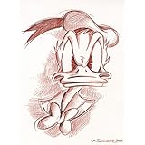 Original Rötelzeichnung auf Zeichenkarton: Donald Duck Angry / 24x32 cm
