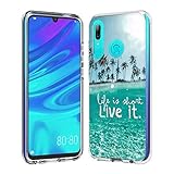 FAWUMAN Clear Phone Case for Huawei Honor 10 Lite Shockproof Hard Plastic Back + TPU Soft Bumper Protective, Cover with Kawaii Cartoon Card Phone Case （Live it）