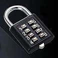 VIVITO 8 Digit Push-Button Combination Number Code Luggage Lock | Padlock Lock for Door/Bag/Locker/Helmet/Gym | Resettable Combination Lock/Office/Store | Secure Travel Code Lock (Black)