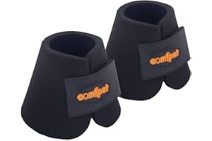 COMFPET Hufglocken für Pferde, Huf- und Zwiebeldämpfung, dickes Neopren, 2er-Pack, Größe M, Schwarz