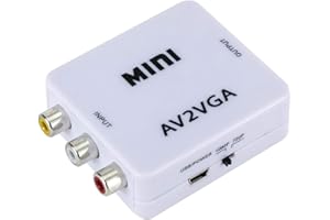 Docooler Mini AV A VGA Convertidor de Video Marco AV RCA CVBS a VGA Convertidor de Video Converter con Audio de 3.5mm a PC HDTV Converter