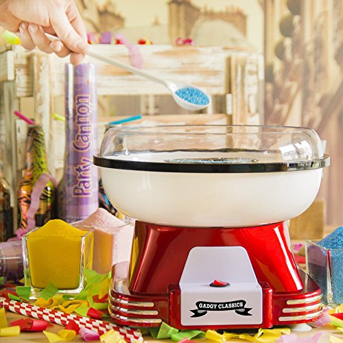 Gadgy Zuckerwatte Maschine | Retro Cotton Candy Machine für Zuhause | mit Zucker oder Zuckerfreie Harte Süßigkeiten zu Benutzen | 500W Rot - 2
