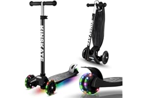 Cutemelo Trotinette Enfant 3 Roues de 3 à 12 Ans Trottinette Trois Roues avec LED Lumières Clignotantes et Guidon Réglable en Hauteur Scooter Antidérapant pour Filles et Garçons