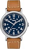 Timex Unisex Erwachsene Analog Quarz Uhr mit Leder Armband TW2R42500JT