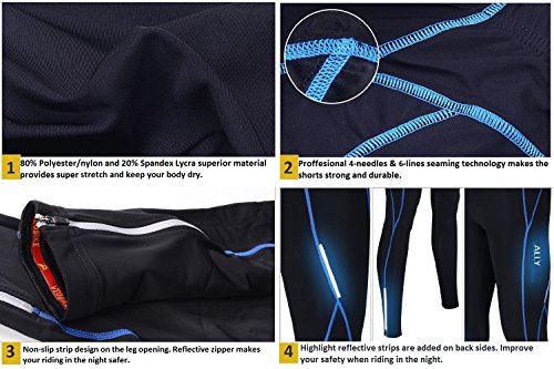 ALLY Fahrradhose radlerhose radhose Kurz mit Quick-Dry-Funktion / 3D COOLMAX Seat / Reflectors Lange Hosen - 4