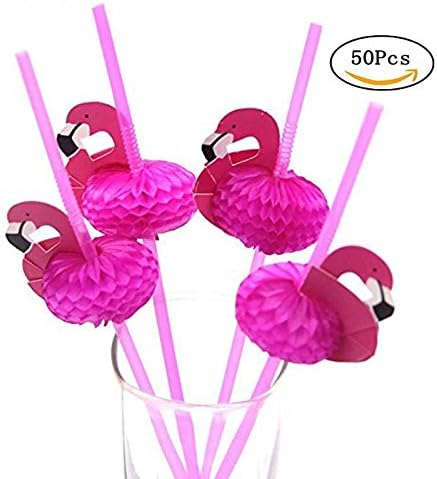 50 Pcs Flamingo Drinking Straws plastic Bendable Cocktail Straws for Party Birthday Wedding Tableware Decoration (Pink)