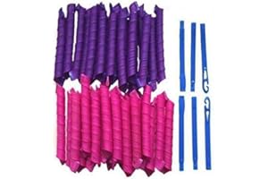 ‎DILARA 40 Stück - Lockenwickler Curler über Nacht für Damen und Frauen von Zuhause ohne Hitze (Lila/Pink) inkl. Reisetasche!