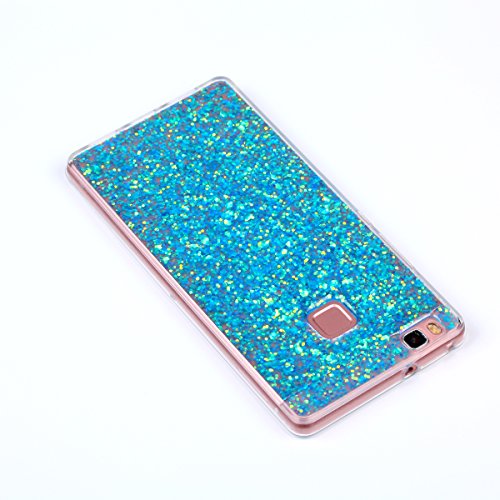 Huawei P9 Lite Hülle,Silikon Schutzhülle für Huawei P9 Lite,Huawei P9 Lite Bling Hülle,Ukayfe Luxus Schön Shiny Glänzend Glitzer Weiche TPU Abdeckung Crystal Silikon Tasche Schutzhülle Shinning Strass Rückseite Hülle Etui Cover für Huawei P9 Lite (Blau) - 4