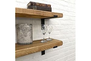 Ben Simpson Furniture Handmade Chunky Wooden Lipped Bracket Shelf | 22 x 70 cm | Medium Brown
