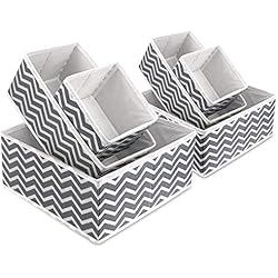 Hoseejoy Lot de 6 boîtes de Rangement en Tissu Pliable sous-vêtements Chaussettes Organisateur Boîte de Rangement Pliable Boîte de Rangement en Tissu pour tiroirs Gris