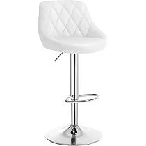 Sgabello Da Bar WOLTU Con Schienale E Poggiapiedi - Altezza Regolabile 62-84 Cm, Girevole, Tessuto Lino, Cromato