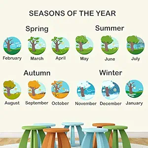 StickMe 4 Seasons in A Year - Kids - Learning - Education - Nursery School - Kinder Garden - Baby Wall Sticker -SM650 (Multi Colour, Vinyl - 120cm X 60 cm )