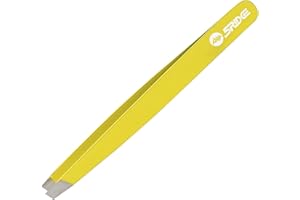 5RIDGE Pinzette per sopracciglia professionali - Pinzette angolate in acciaio inossidabile Depilazione facciale di precisione, rimozione di punti neri e zecche per uomini e donne (Giallo)