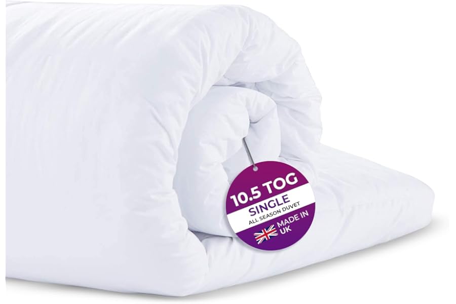 Imperial Rooms Single Duvet 10.5 Tog All Year Round Hypoallergenic Duvet Single Quilt - UK Made Duvets