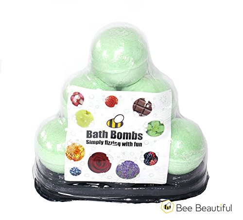 Bee Beautiful Bath Bomb Pyramid - 10 X 65g Bath Bombs (Green Apple)