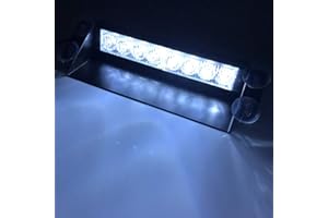 HEHEMM Auto Emergency Light, 8 LED Windshield Car Dash Led Strobe Lights Flashing Light Hazard Amber Warning Lamp Beacon Lights Traffic Light 12V for Vehicle Truck Trailer Caravan Camper Van (White)