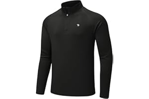 donhobo Herren Sportshirt Langarm UV Schutz Shirts 1/4 Zip Atmungsaktiv Schnelltrocknende Rash Guard T-Shirts Outdoor Angeln Laufen Wandern Funktionsshirt