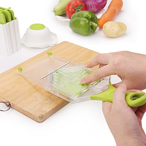 Uten V-Hobel Mandoline Gemüsehobel, Reibe für Gurken, Karotten, Kartoffeln mit 4 V-Blade Klingen(Grün) - 7