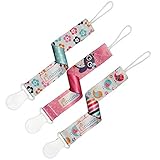 Liname Schnullerband Mit Clip Für Mädchen – 3 Stück Saugerband – Premium Qualität Universeller Schnuller Clip Für Alle Schnuller Mit Und Ohne Ring – Beidseitiges Modisches Design - 9