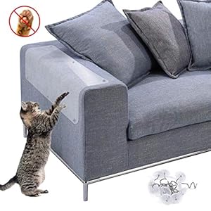 NATUCE 4PCS Grande Protector de Muebles Gatos, Autoadhesivas contra Arañazos de Gato Protector con 20 Tornillos Rascador para Gatos y Perro, Protector de Sofá contra Arañazos de Gato