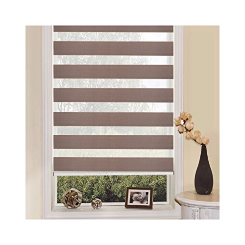 SHINY HOME® 60/80/90/100 x 150 cm Elegant Duo-Rollo Klemmfix ohne Bohren Doppelrollo verspannt inkl Klemmträger - in 4 Größen | Kaffeebraun | 100 x 150 cm