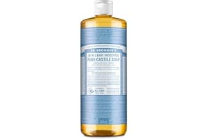 DR. BRONNER'S Dr. Bronner’s - Pure-Castile Liquid Soap (Baby Unscented, 32 ounce) - Made with Organic Oils, 18-in-1 Uses: Face, Hair, Laundry and Dishes, For Sensitive Skin and Babies, No Added Fragrance, Vegan