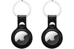 Zaid Leather Keyring Case Compatible with Apple Air-Tag – Protective Leather Holder Cover for Air-Tag Tracker, Key Ring for Dog Collar (Black, Pack of 2)