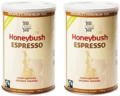 Honeybush Espresso Tea. 10.5-ounce Ground Organic, Fairtrade Honeybush. 100% Natural Herbal Tea. Caffeine Free. High in antioxidants (Pack of 2 150g Tins)