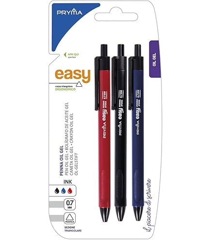 Penna Oil Gel Easy Tris | 0,7 Mm (Rosso, Blu, Nero