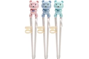 QUEERELELE Baguettes de Formation, 3 Paires Baguettes Enfants Vaisselle Baguettes d'Animaux Baguettes Dapprentissage Réutilisables Main Droite Ou Gauche,Adaptées Aux Débutants,Seniors, Enfants