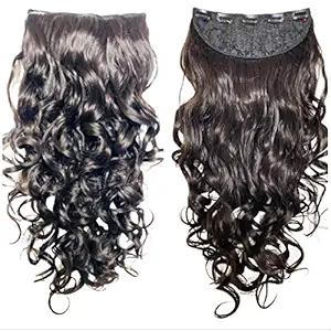 Naira Brown with Curls 1 Pcs Hair Extension for Women & Girls with 5 Clips BROWN