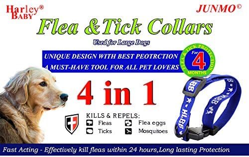 Flea and Tick Collar for All Kinds of Dogs and Cats - Pests Repellent for Pet - Added with Natural Oils (safe pet protection from pest bites infestations larvae lice mosquitoes) (Medium/Large, Blue/White)