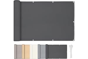 HENG FENG Balcony Privacy Screen 65x200cm PES, Windproof and UV-Protection Screening for Outdoor Fencing and Protection, Anthracite